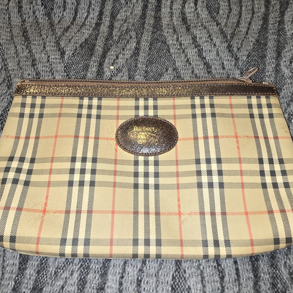 Burberry Beige and Red Checkered Clutch